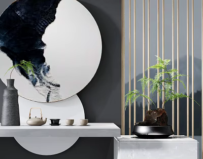 New Chinese potted plant potted plant ornaments 3d model