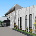 Modern Sales Office Building Featuring Glass Curtain Wall Black Gold Exterior And Water Feature