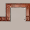 Outdoor Open Pavilion With White Columns Wooden Roof And Cloudy Blue Sky