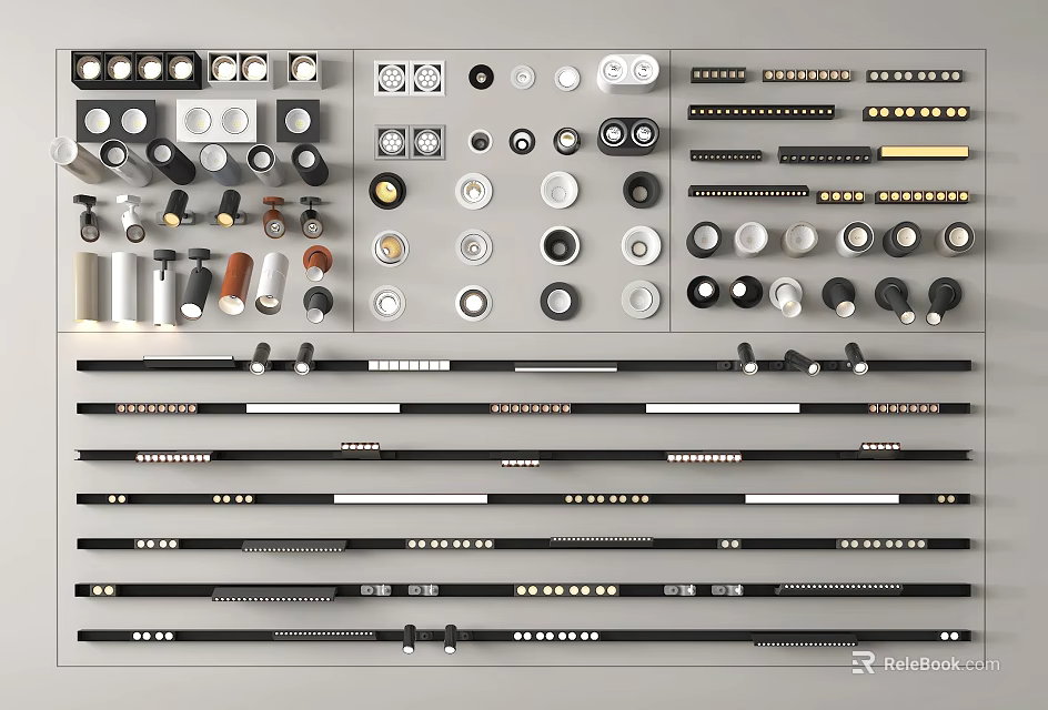 Various Styles LED Downlights And Spotlights With Different Sizes For Home Commercial Lighting 3d model 