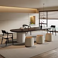 -Ji Feng Big Board Table Tea Table and Chair Combination Tea Table Tea Table Tea Room Tea Table 3d model