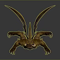 Mythical Demon Creature With Large Wings Horns And Yellow Muscular Body