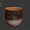 Handcrafted Decorative Ceramic Cup With Gold Rim Brown Green And White Glaze Decorative Dots