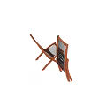 Wooden Frame Single Chair With Black And White Striped Woven Seat And Foldable Design