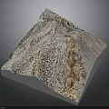 3D Terrain Model With Mountain Slopes Green Vegetation And Rocky Formations