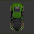 Green Sports Car with Carbon Fiber Hood Pink Graphics Rear Spoiler and Orange Wheels