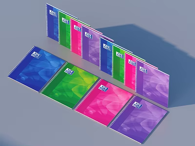 Colorful Notebooks With Geometric Pattern Covers In Various Vibrant Colors 3d model