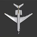 White Business Jet With Yellow Tail And Deployed Stairs On Shiny Surface