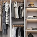 Modern Open Closet Interior Design With Hanging Clothes Folded Garments Storage Boxes Hats And Bags