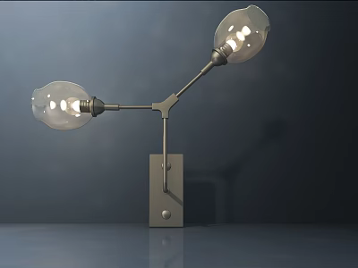Modern Table Lamp With Two Bulbs Adjustable Arm And Metal Base Design 3d model