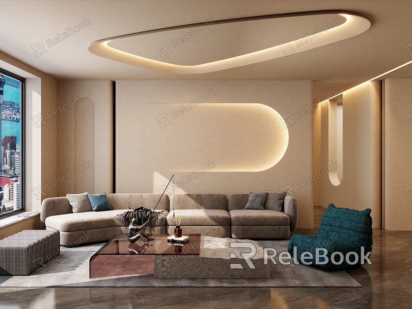 French Cream Light Luxury Style Le Luo Triangle Arc Light with Living Room Sofa Wall model