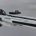 High Tech Futuristic Weapon With Long Barrel Mechanical Parts And Optical Sight