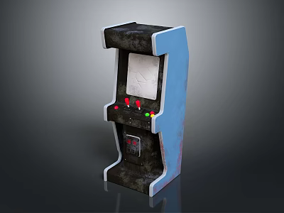 Vintage Computer Arcade Machine Featuring Screen Control Buttons Coin Slot And Blue Black Finish 3d model