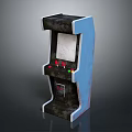 Vintage Computer Arcade Machine Featuring Screen Control Buttons Coin Slot And Blue Black Finish