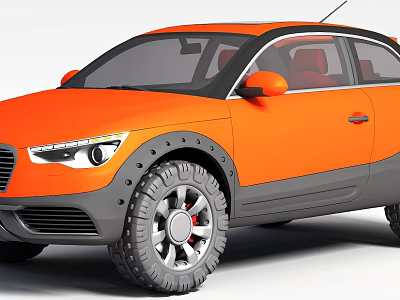 Orange Crossover Car With Black Fender Flares Large Wheels And Red Seats 3d model