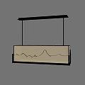Modern Rectangular Chandelier with Mountain Pattern and Black Frame Suspended Design 3d model