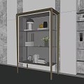 Modern Glass Door Bookcase Design With Metal Frame Decorative Items And Books