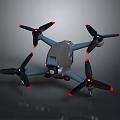 Gray Drone With Four Propellers Red Tip Accents And Built In Camera 3d model