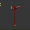 Ornate Mythical Axe Weapon With Carved Handle And Winged Blade Design