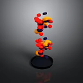 Colorful Floating Candy Balls Display on Black Base with Red Yellow Blue Hues