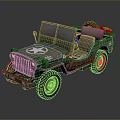 Classic Olive Green Military Jeep With Canvas Top Star Emblem And Off Road Tires