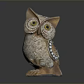 Decorative Owl Sculpture With Detailed Eyes And Textured Feather Art Design