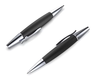Modern Metal Ballpoint Pens With Black Textured Barrel And Silver Accents 3d model Modern Metal Ballpoint Pens With Black Textured Barrel And Silver Accents 3d model