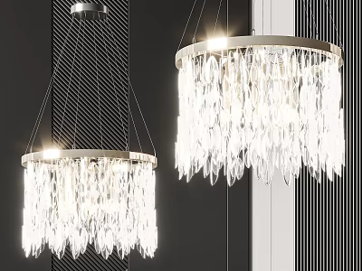 Modern Crystal Chandeliers With Hanging Crystal Pendants And Metal Frame Design 3d model