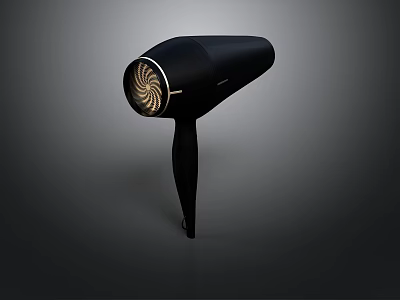 Professional Black Modern Hair Dryer With Powerful Motor And Efficient Drying 3d model