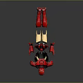Rider Riding Red Armored Mechanical Creature With Mechanical Appendages And Features