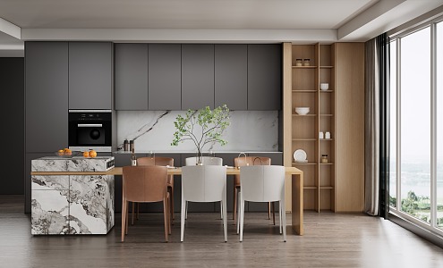 Modern open kitchen 3d model