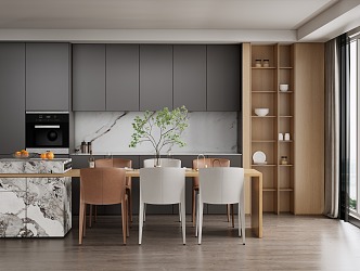 Modern open kitchen 3d model