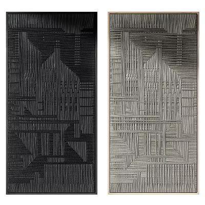 Abstract Painting With Geometric Lines And Layered Texture In Black And White Tones 3d model