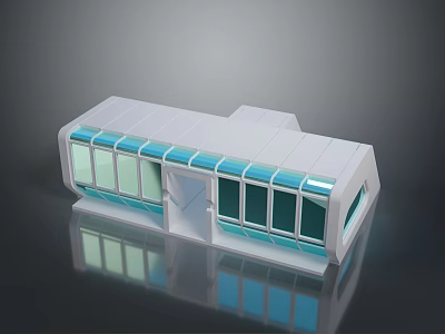 Modern Train With White Exterior Blue Windows Sleek Design And Reflective Surface 3d model