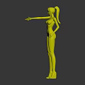 Blonde Female Character In Blue Bodysuit 3D Model Standing Dark Background