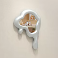Unique Light Colored Irregular Shaped Mirror Wall Mounted Reflecting Modern Bedroom Interior 3d model