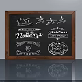 Wooden Swing Door With Chalkboard Holiday Greetings And Festive Patterns