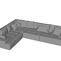 Modern Gray L Shaped Sectional Sofa With Multiple Plush Pillows 3d model
