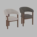 Modern Fabric Single Chair With Curved Armrests And Solid Wooden Legs
