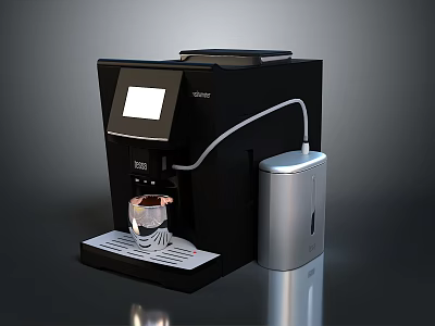 Modern Black Coffee Machine With Digital Display And Silver Water Tank 3d model