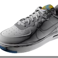 White Casual Sneakers with Gray Accents Perforated Upper Blue Sole and Yellow Label