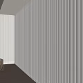 White Vertical Blinds In Minimalist Room With Small Sofa Wooden Floor And Natural Light