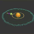 Scenic Solar System Landscape Featuring Sun Planets and Orbiting Asteroid Belt 3d model