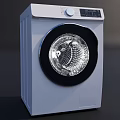Modern Front Load Washing Machine With White Body Black Circular Door And Transparent Window