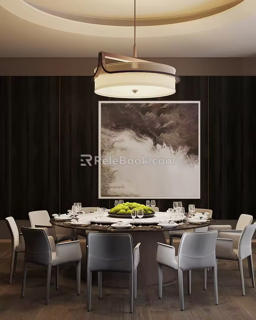 Chinese Restaurant Box New Chinese Restaurant Box Dining Table and Chair Round Table Dining Table and Chair Tableware More than Four Dining Table and Chair 3d model