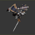 Silver Armored Warrior Character With Long Sword Shield And Battle Stance Design Details
