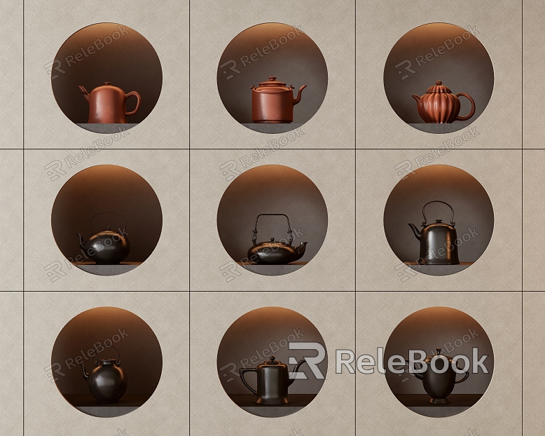 New Chinese Tea Set Ornaments model