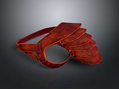 Red Leather Eye Mask With Vintage Design And Adjustable Strap For Comfortable Wear 3d model