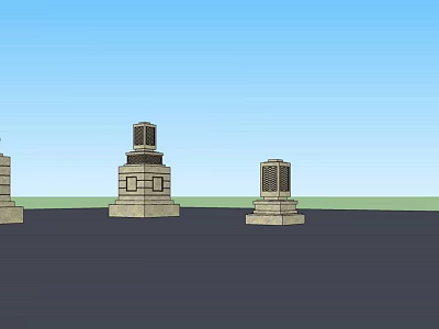 Decorative Outdoor Lights With Column Design For Garden And Patio Lighting 3d model