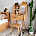 Japanese Style Dressing Table Solid Wood Dressing Table 3d model